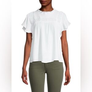 Nanette Lepore White Ruffle Sleeve Top